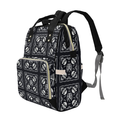 Bandana Skull Black White Print Design LKS306 Diaper Bag Backpack