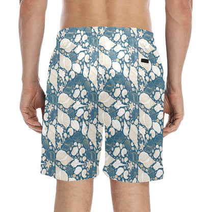 Seashell Print Design LKS308 Men's Swim Trunks Beach Shorts