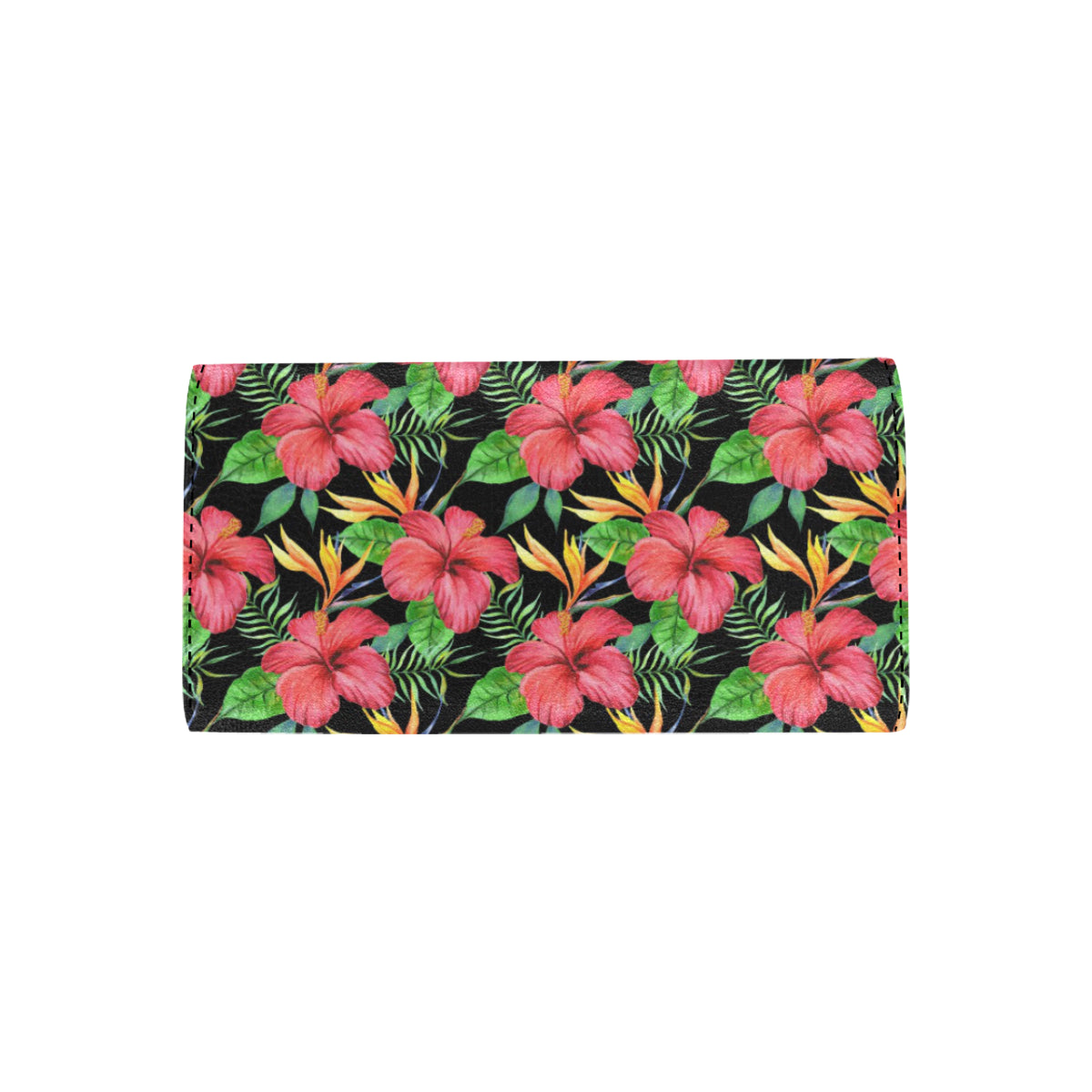 Red Hibiscus Pattern Print Design HB07 Women's Trifold Wallet