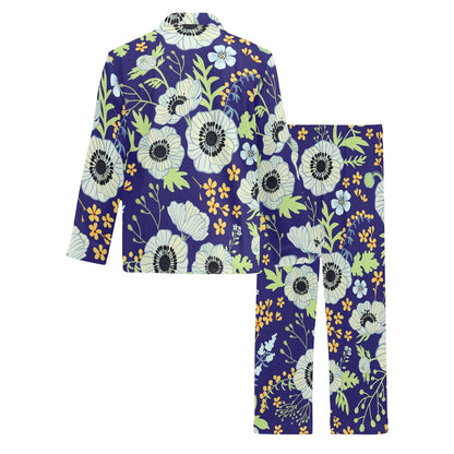 Anemone Pattern Print Design AM06 Men's Long Pajama Set