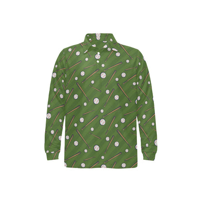 Baseball Pattern Print Design 02 Long Sleeve Polo Shirt For Men's