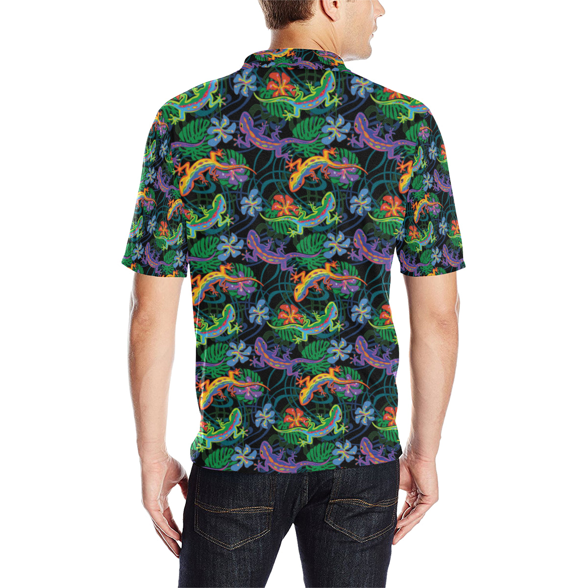 Gecko Colorful Pattern Print Design 01 Men Polo Shirt