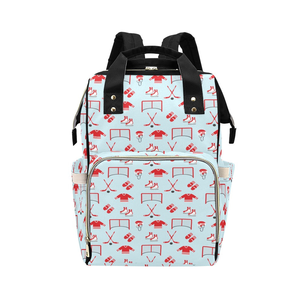 Hockey Red Equipment Print Design LKS305 Diaper Bag Backpack