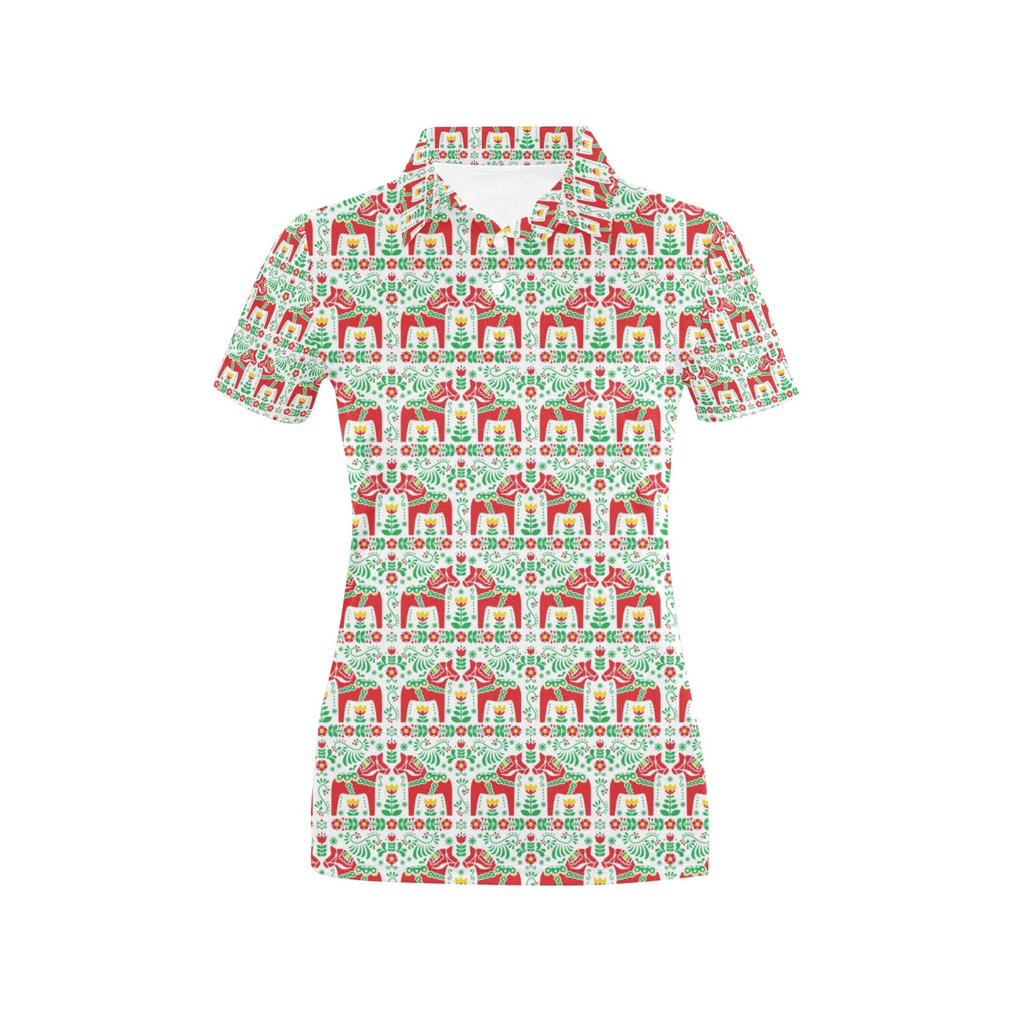 Swedish Dala Style Pattern Women's Polo Shirt