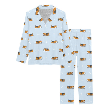 Beagle Pattern Print Design 06 Women's Long Pajama Set