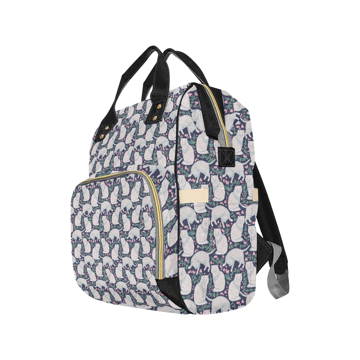 Cat Pattern Print Design 06 Diaper Bag Backpack