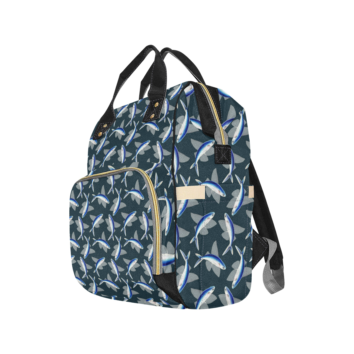 Flying Fish Pattern Print Design 04 Diaper Bag Backpack