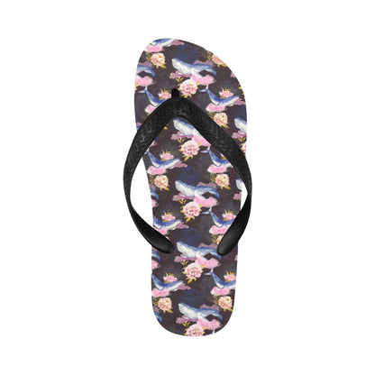 Blue Whale Print Design LKS401 Flip Flops