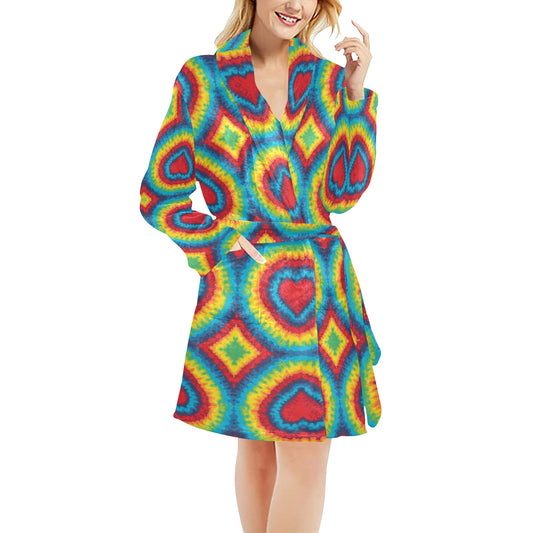 Tie Dye Heart shape Women's Fleece Robe