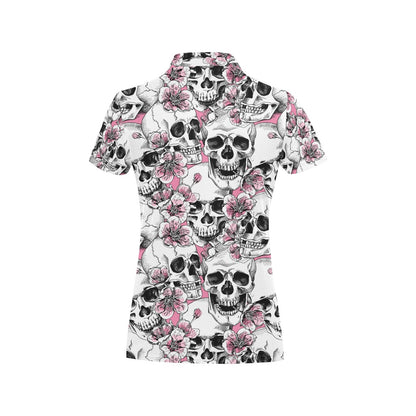 Cherry Blossom Pattern Print Design CB03 Women's Polo Shirt