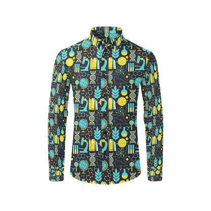 Science Print Design LKS301 Men's Long Sleeve Dress Shirt