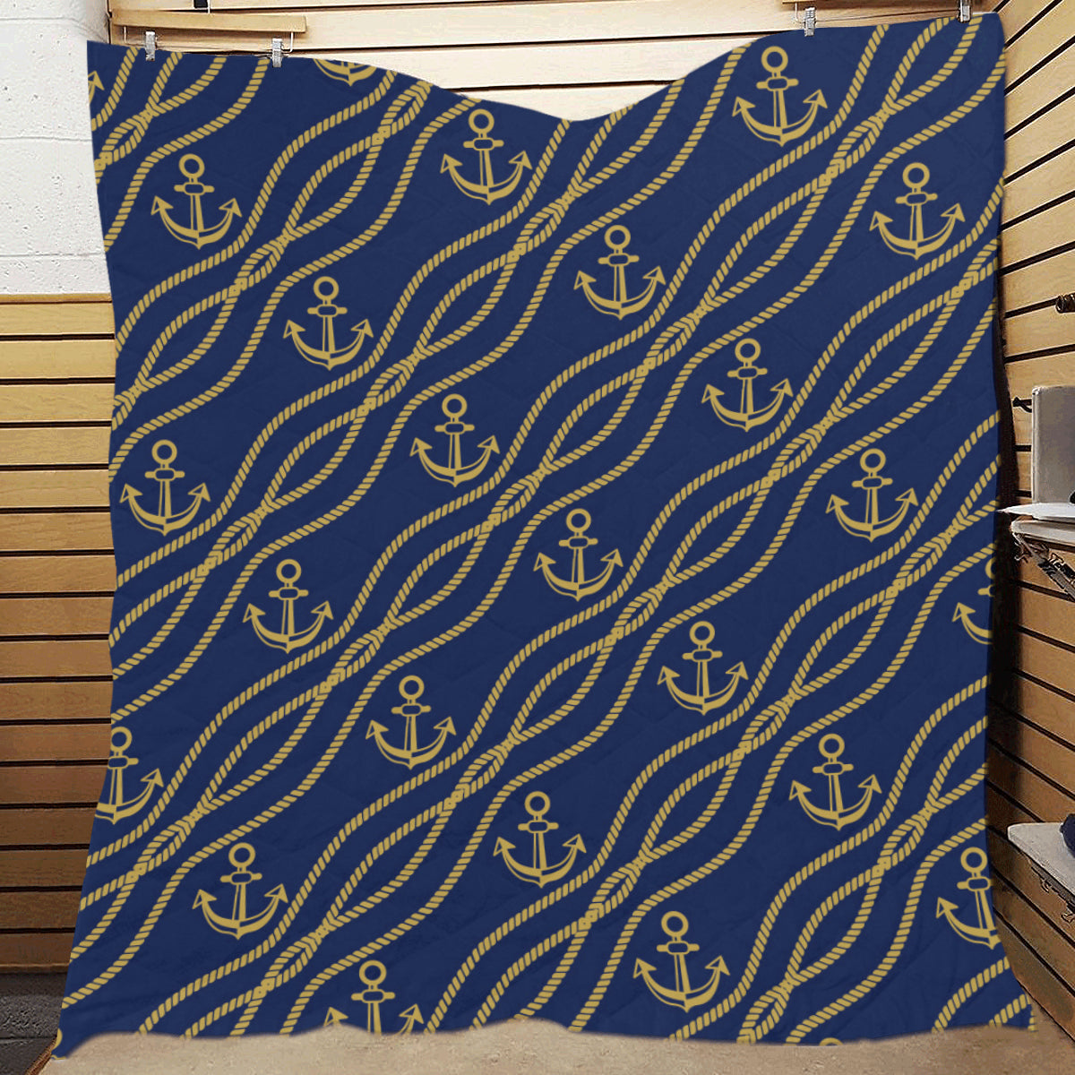 Nautical Anchor Rope  Pattern Premium Quilt
