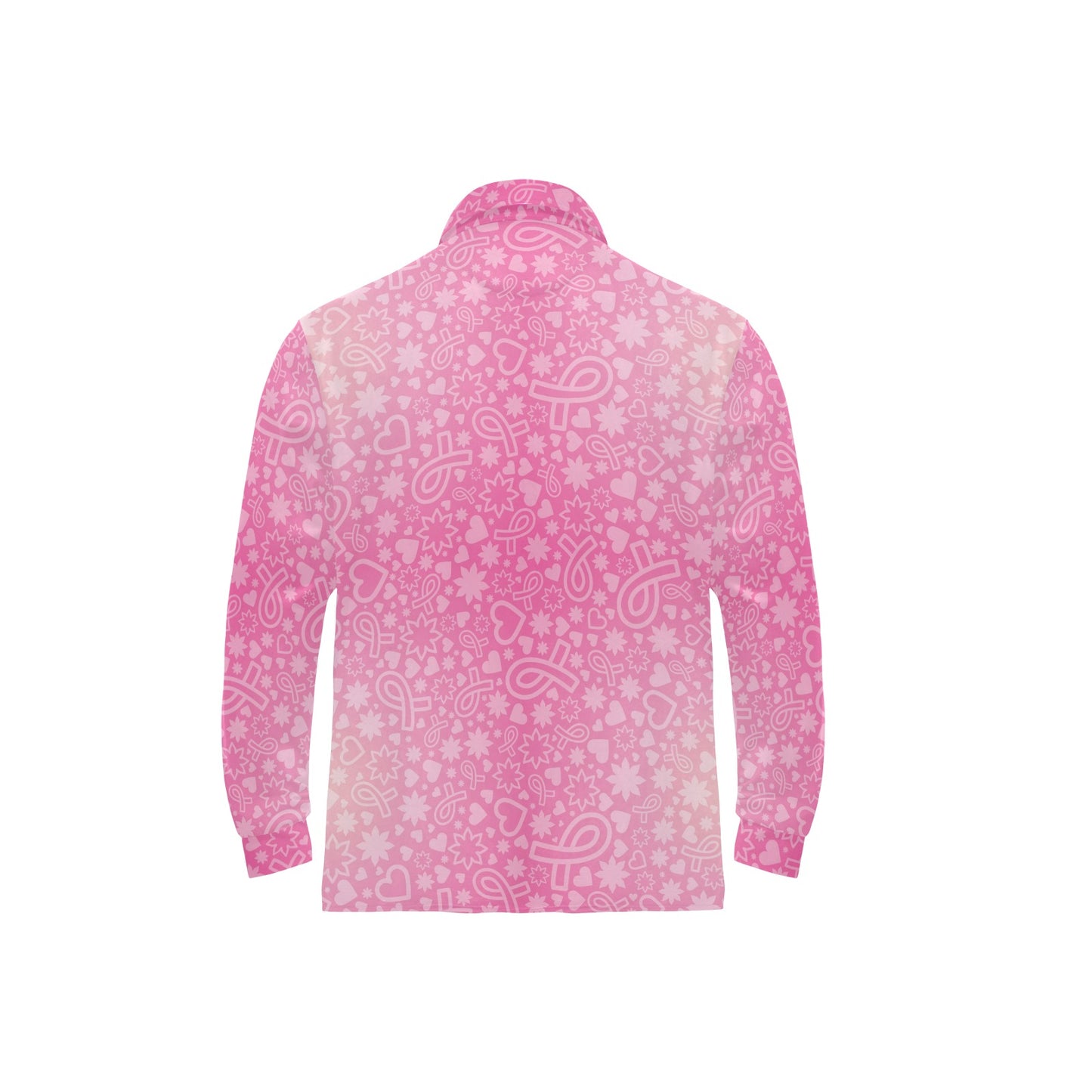 Breast cancer Pattern Print Design 02 Long Sleeve Polo Shirt For Men's