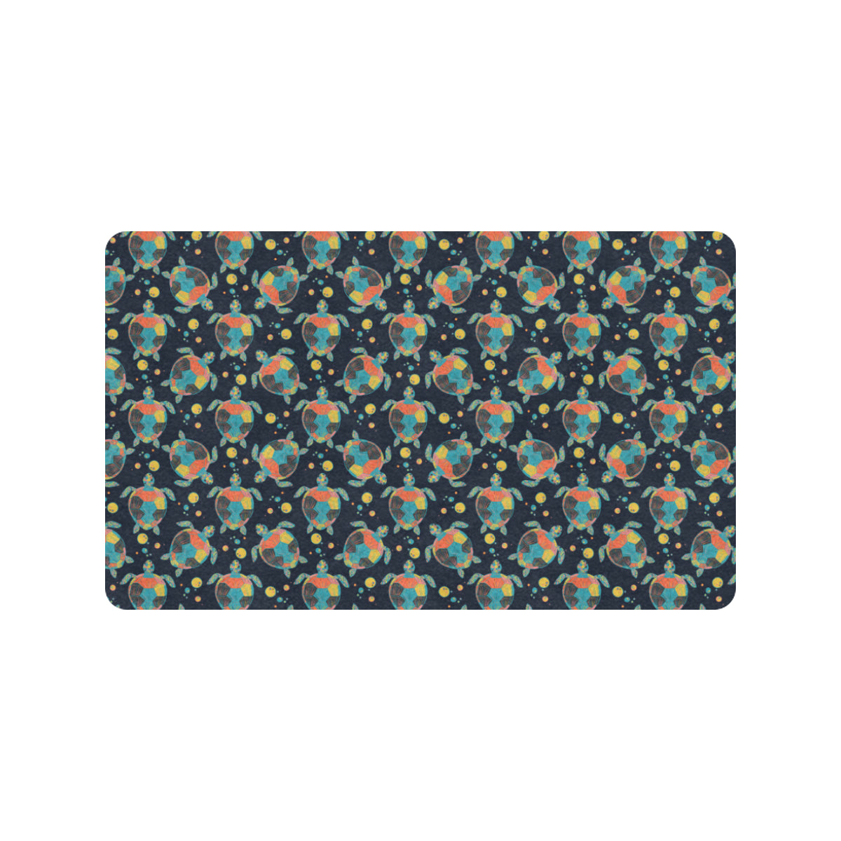 Sea Turtle Colorful with bubble Print Rubber Doormat