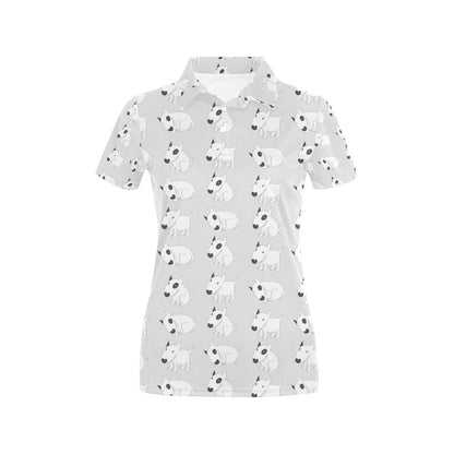 Bull Terrier hand draw Print Pattern Women's Polo Shirt