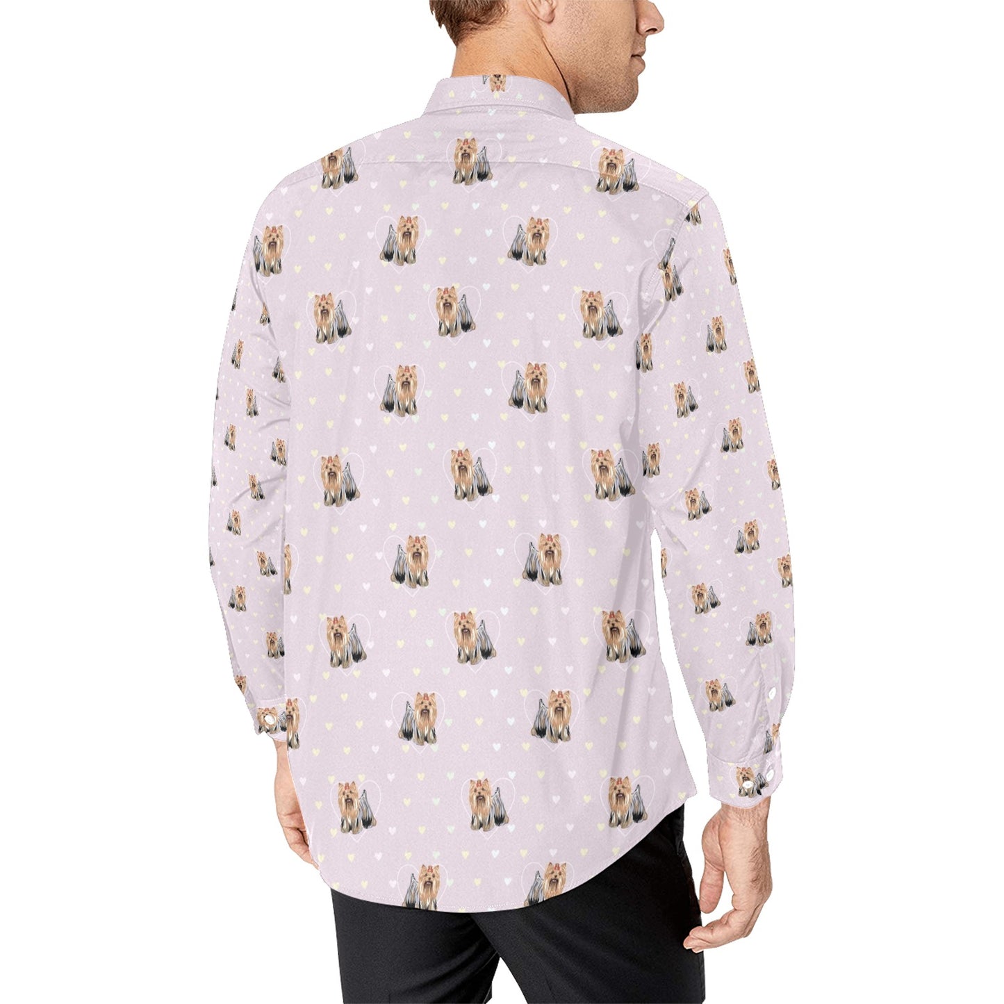 Yorkshire Terriers Print Design LKS302 Men's Long Sleeve Dress Shirt