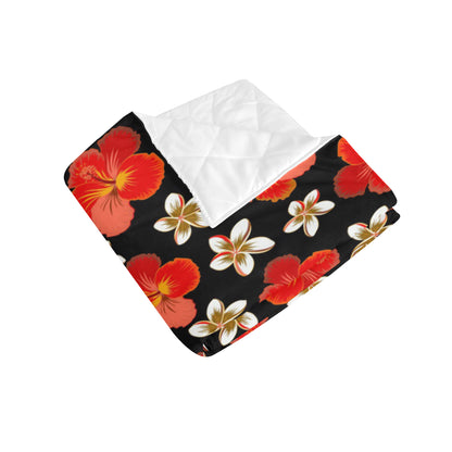 Red Hibiscus Pattern Print Design HB022 Premium Quilt