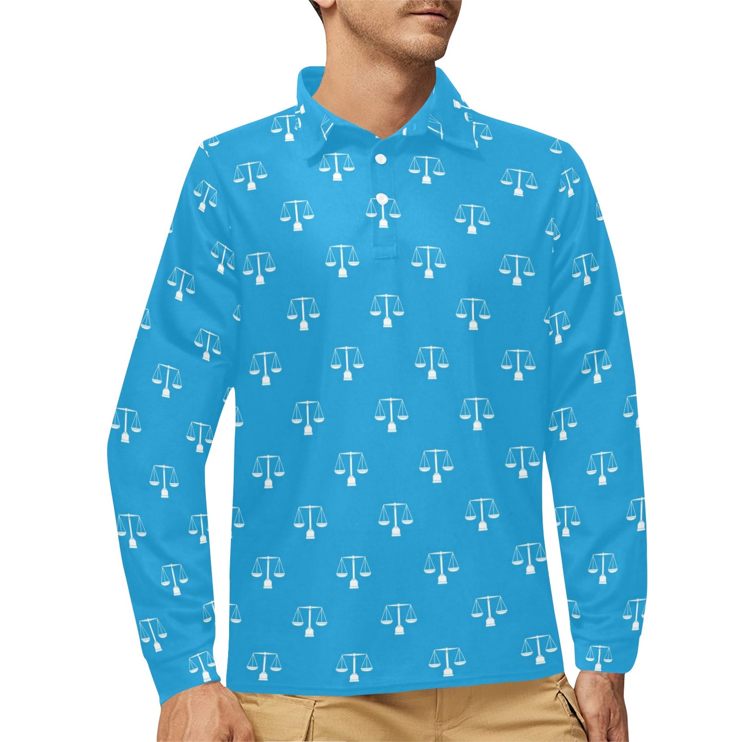 Libra Pattern Print Design 02 Long Sleeve Polo Shirt For Men's