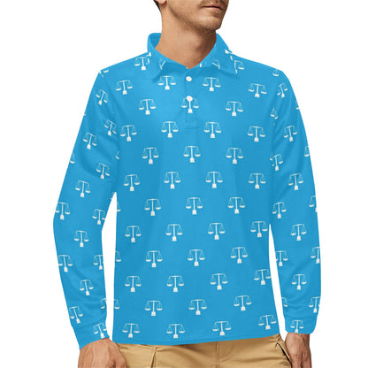 Libra Pattern Print Design 02 Long Sleeve Polo Shirt For Men's
