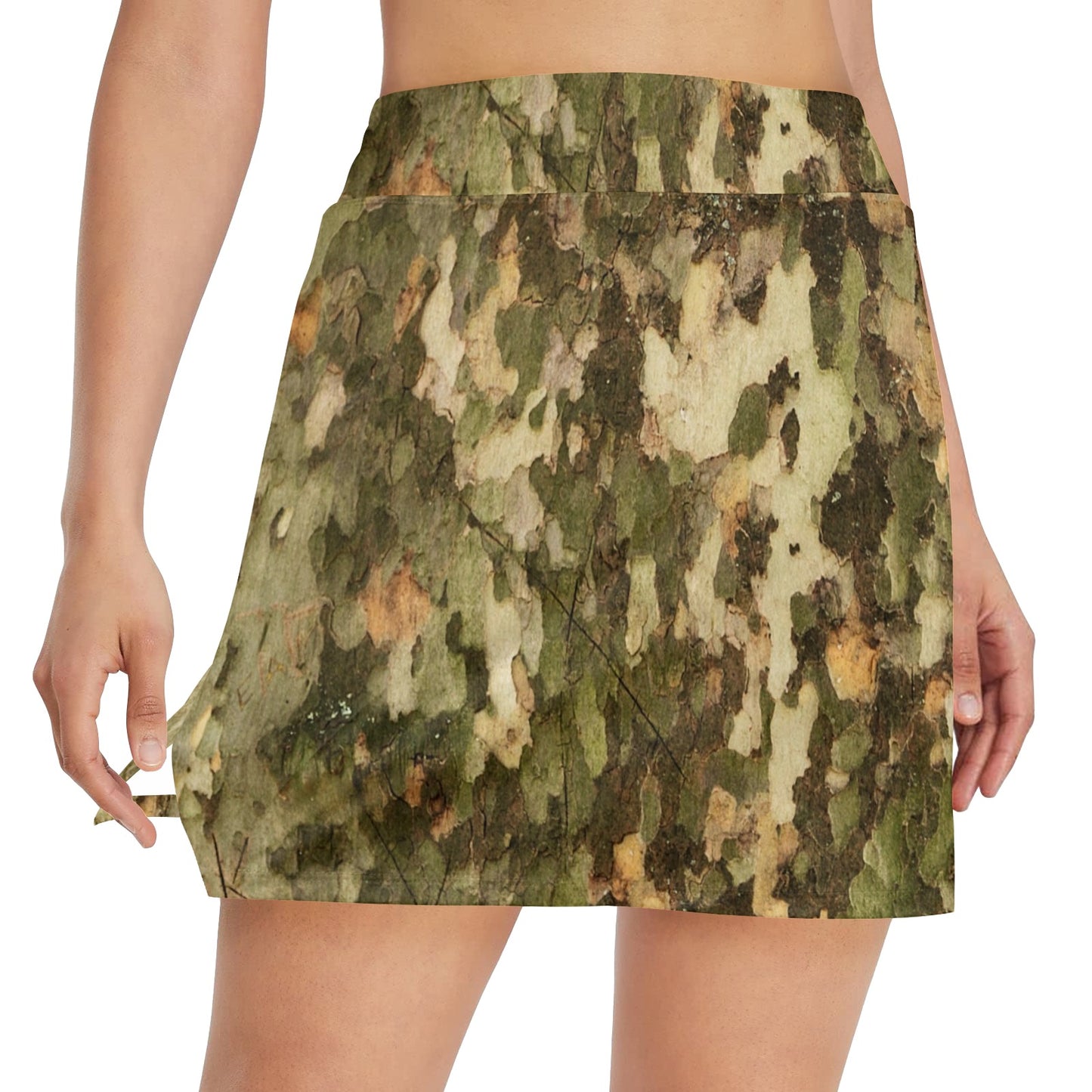 Camo Realistic Tree Texture Print 17" Golf & Pickleball Skort with Pockets
