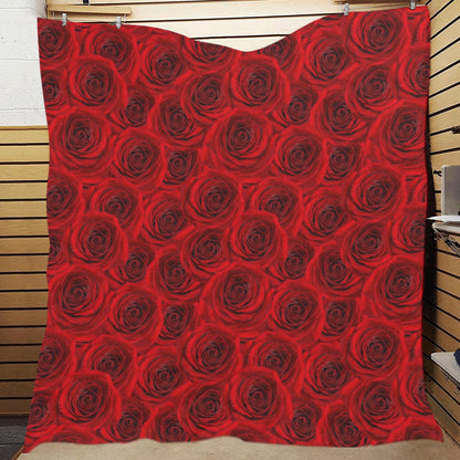 Rose Red Pattern Print Design RO04 Premium Quilt