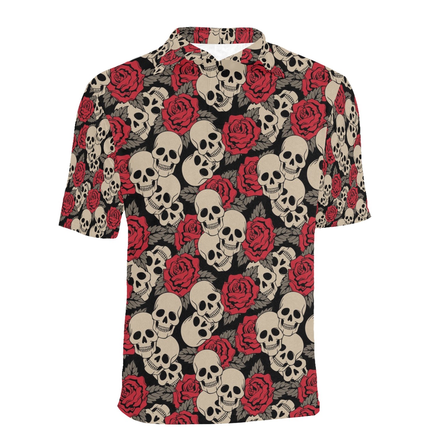 Skull And Roses Print Design LKS301 Men Polo Shirt
