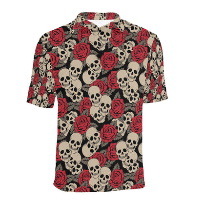 Skull And Roses Print Design LKS301 Men Polo Shirt