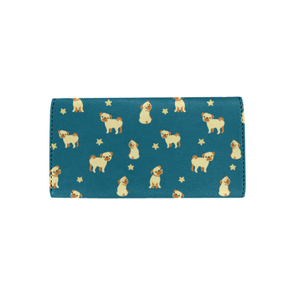 Pug Pattern Print Design A06 Women's Trifold Wallet
