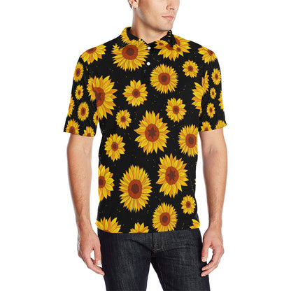 Sunflower Pattern Print Design SF09 Men Polo Shirt