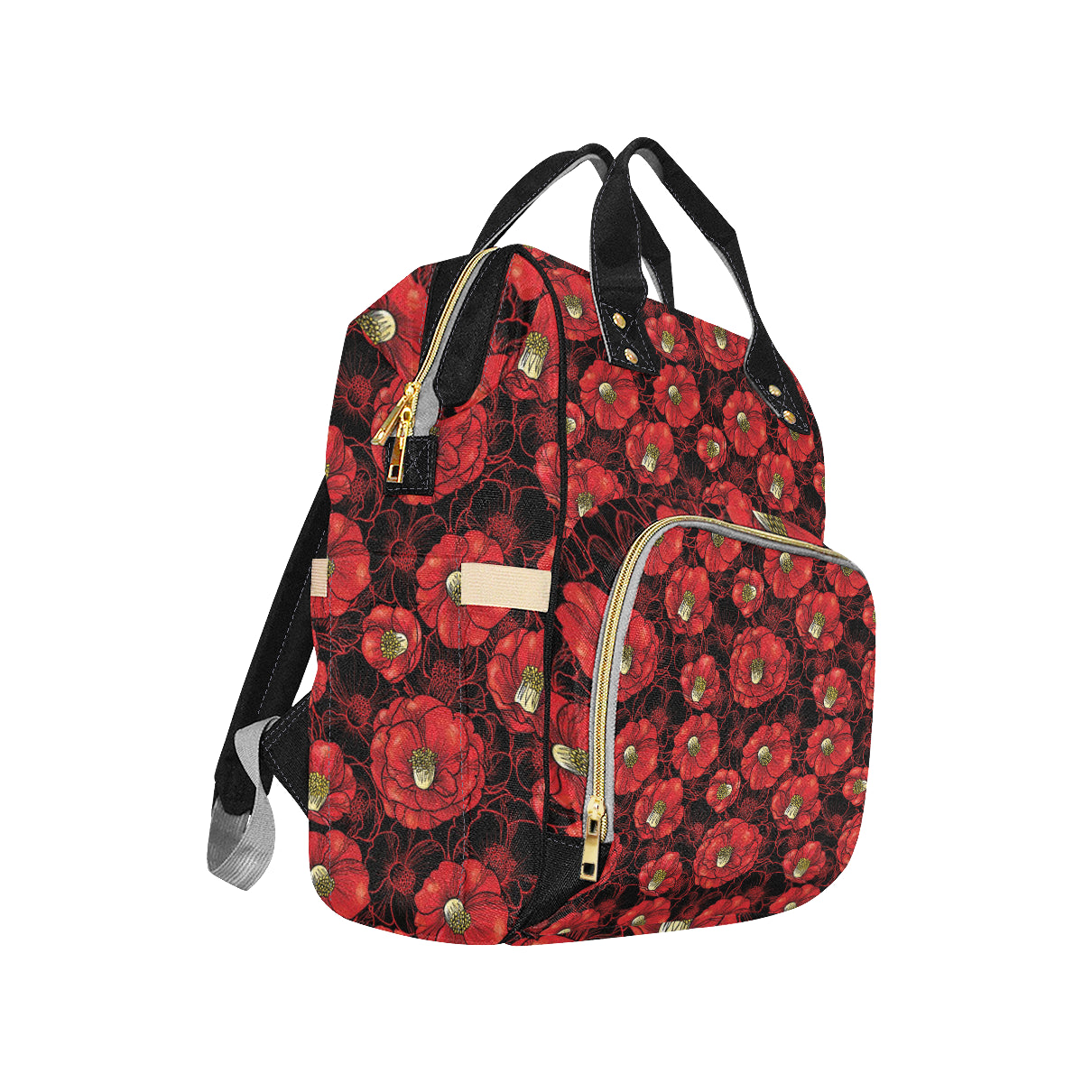 Camellia Pattern Print Design CM06 Diaper Bag Backpack
