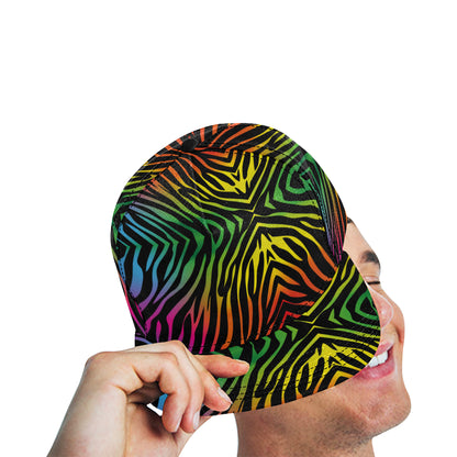 Rainbow Zebra Themed Print Snapback Cap