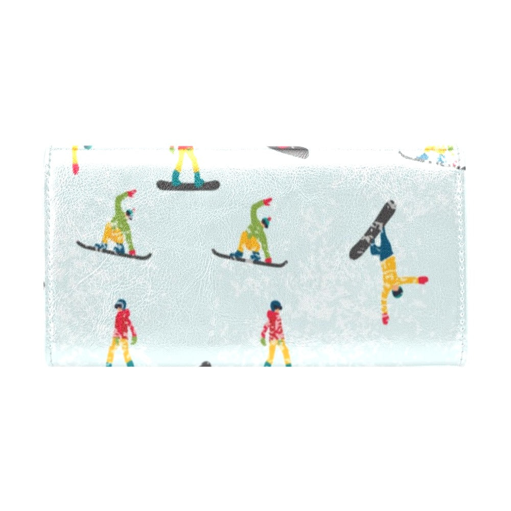 Snowboard Print Design LKS304 Women's Trifold Wallet