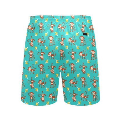 Monkey Banana Design Themed Print Men's Swim Trunks Beach Shorts