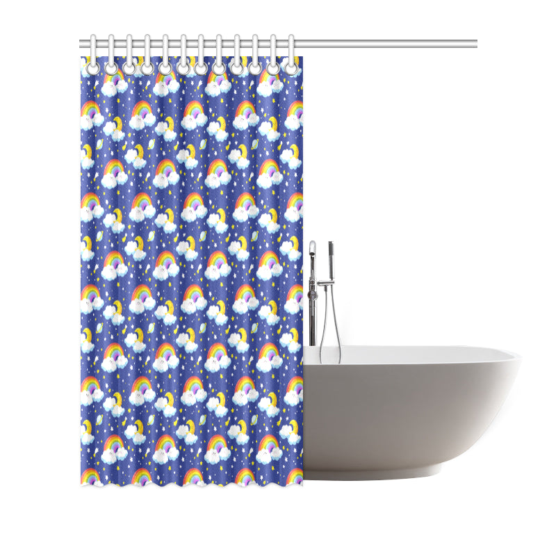 Rainbow Space Design Print Shower Curtain