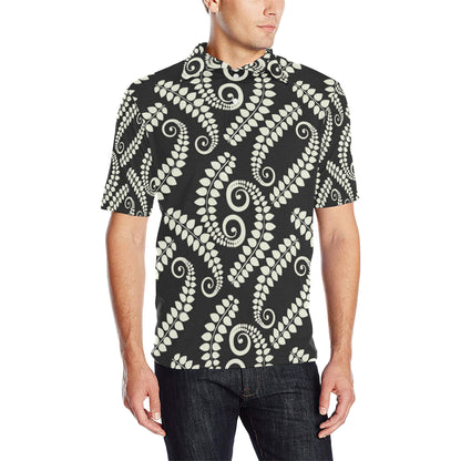 Fern Leave Print Pattern Men Polo Shirt