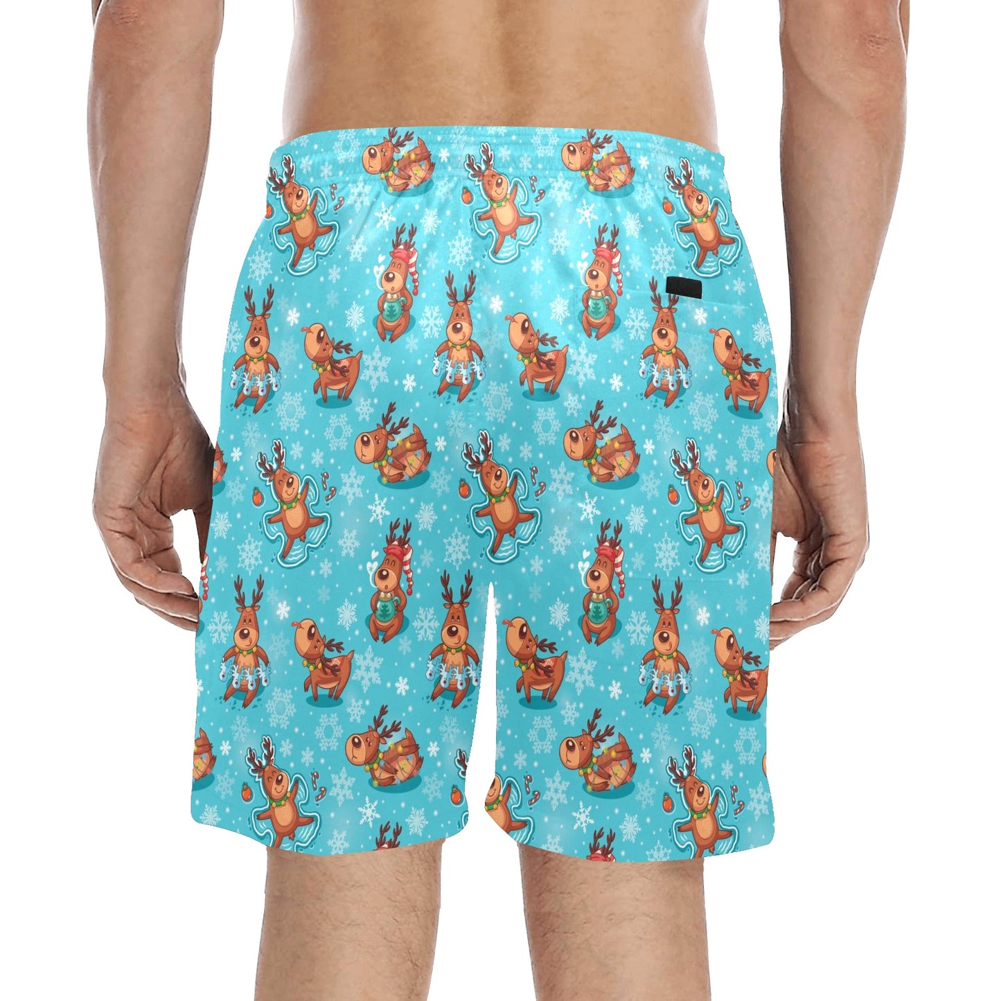 Reindeer Print Design LKS402 Men's Swim Trunks Beach Shorts