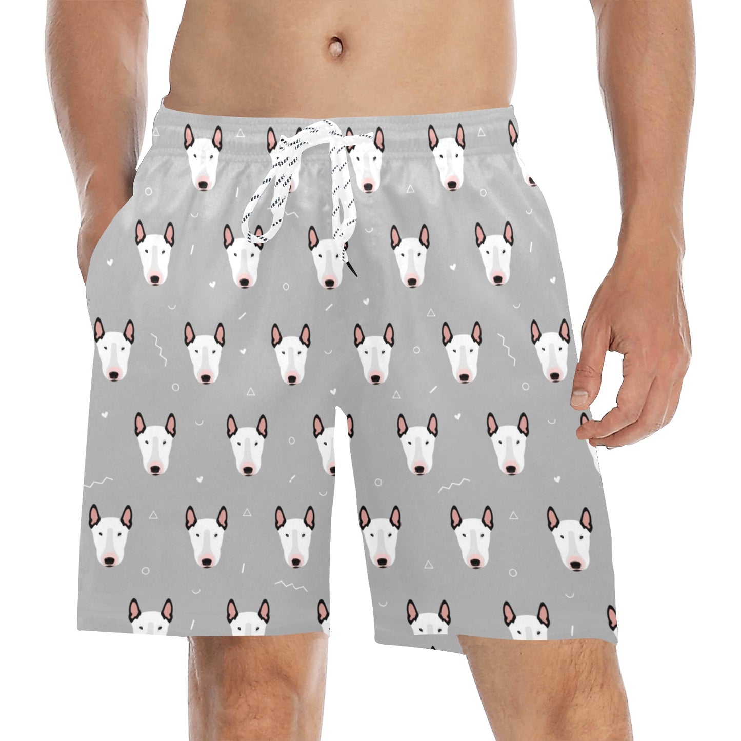 Bull Terrier Head Print Pattern Men's Swim Trunks Beach Shorts