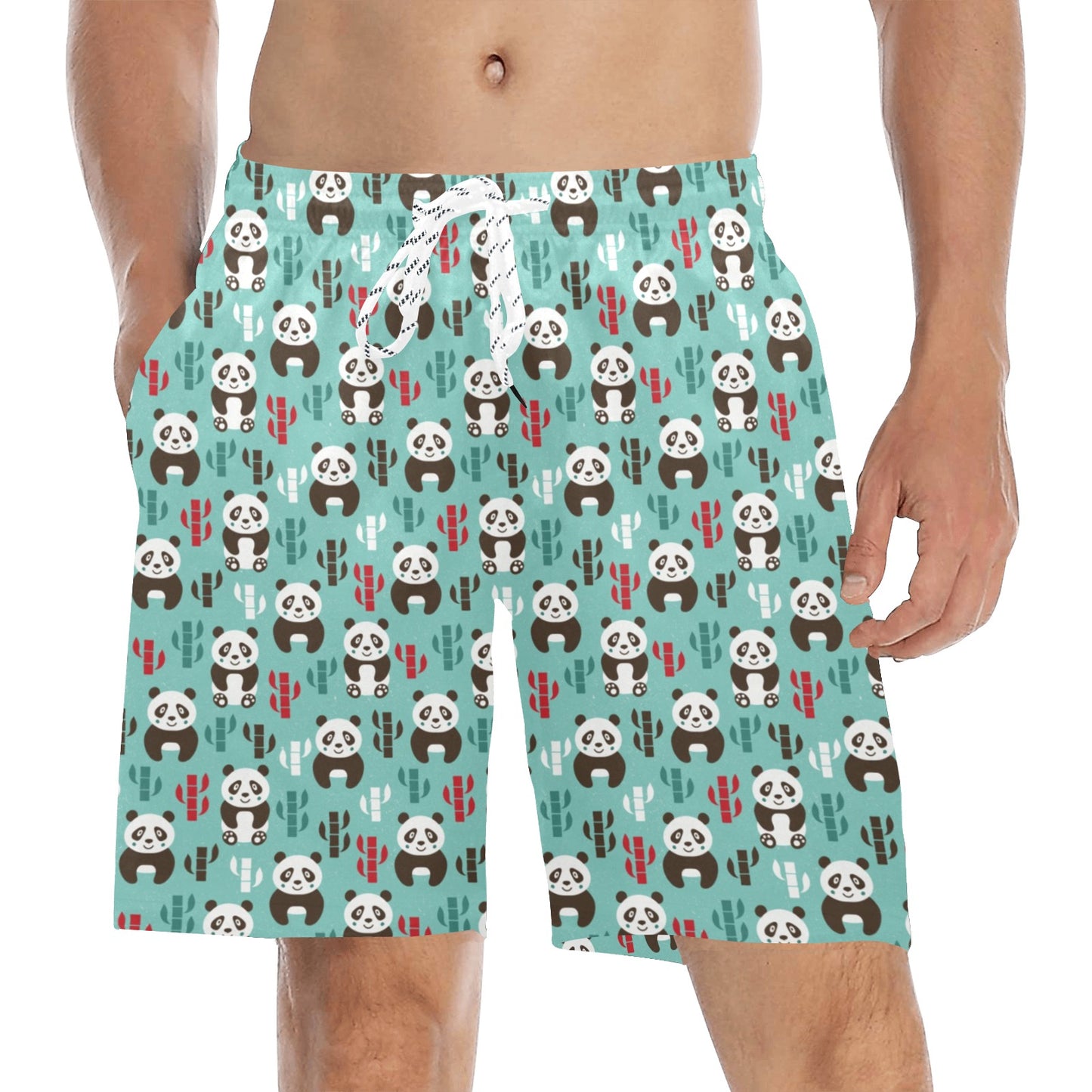 Panda Bear Cute Themed Print Men's Swim Trunks Beach Shorts