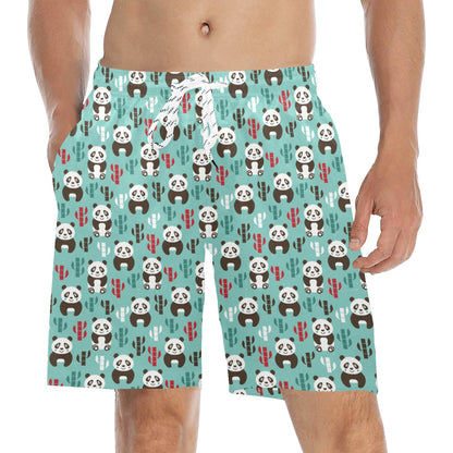 Panda Bear Cute Themed Print Men's Swim Trunks Beach Shorts