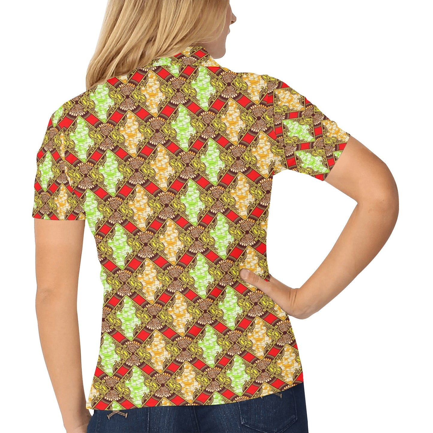 African Classic Print Pattern Women's Polo Shirt
