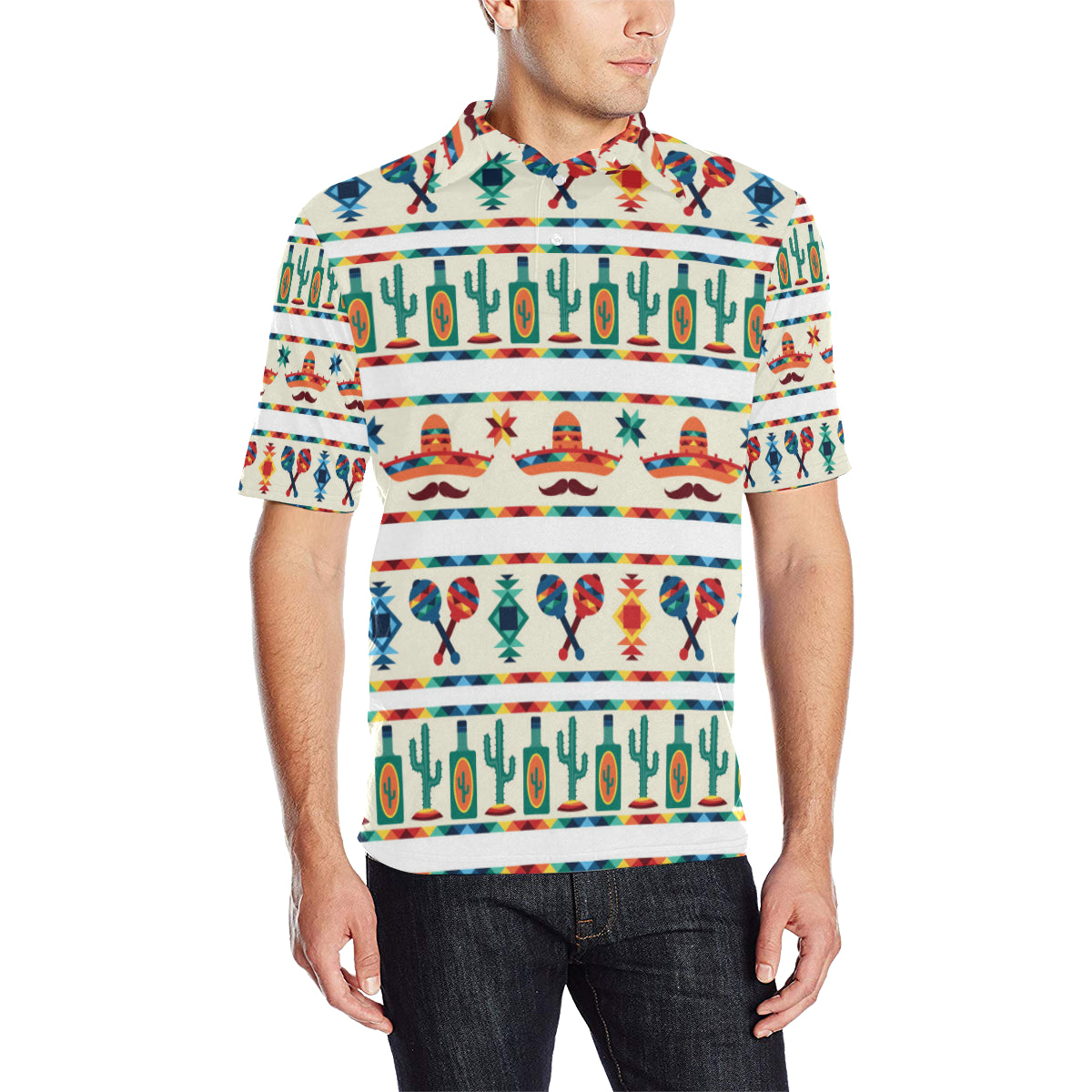 Maracas Mexican Pattern Print Design 01 Men Polo Shirt