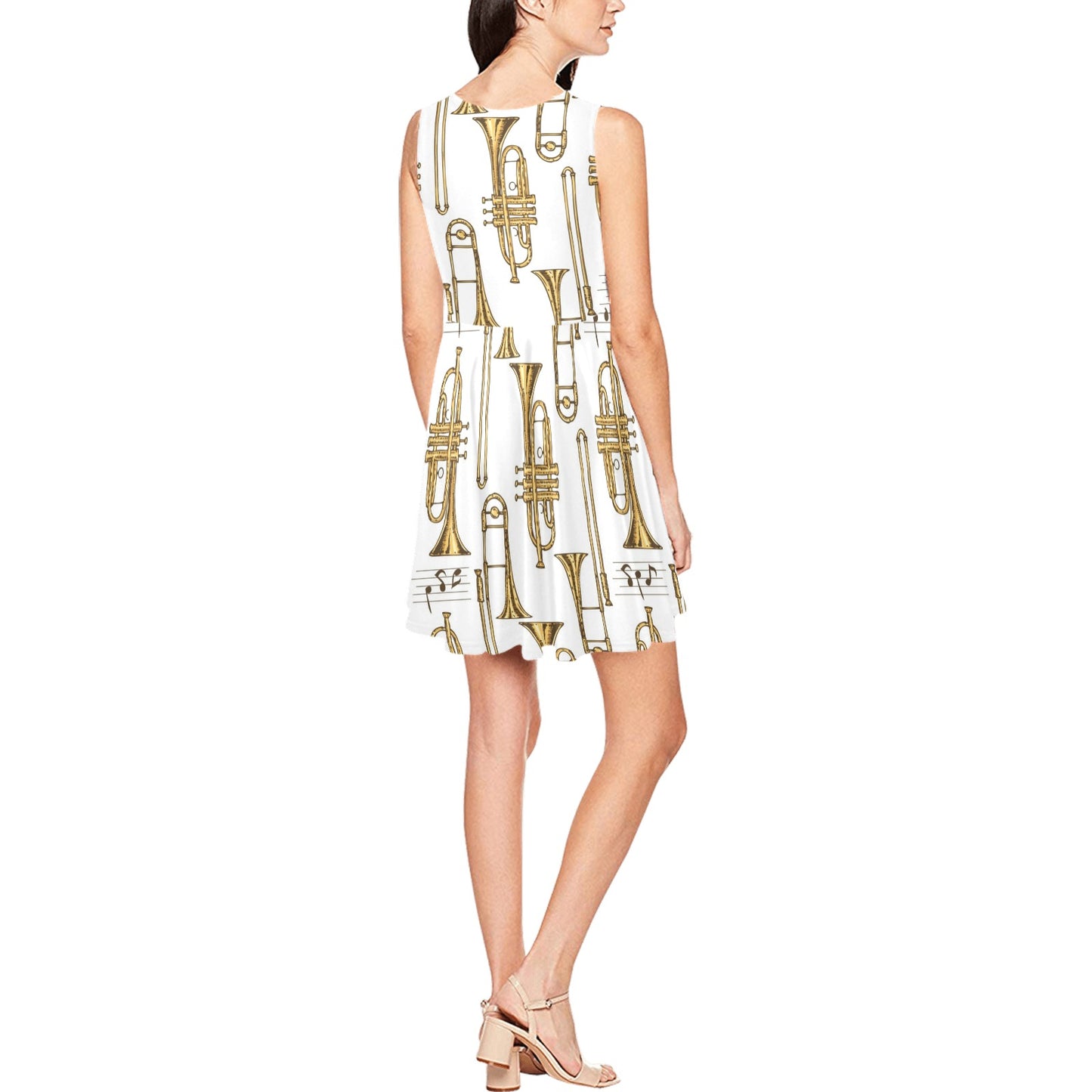 Trombone Pattern Print Design 04 Sleeveless Dress