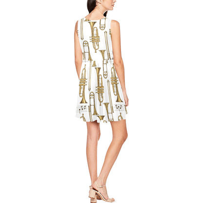Trombone Pattern Print Design 04 Sleeveless Dress