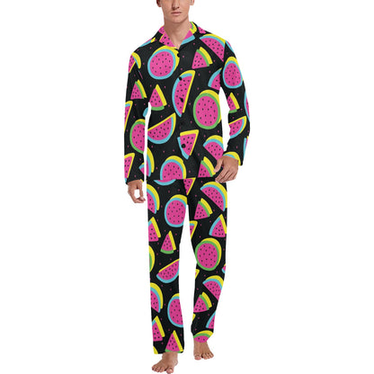 Watermelon Pattern Print Design WM07 Men's Long Pajama Set