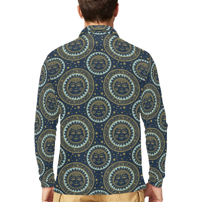Boho Sun Dream Long Sleeve Polo Shirt For Men's