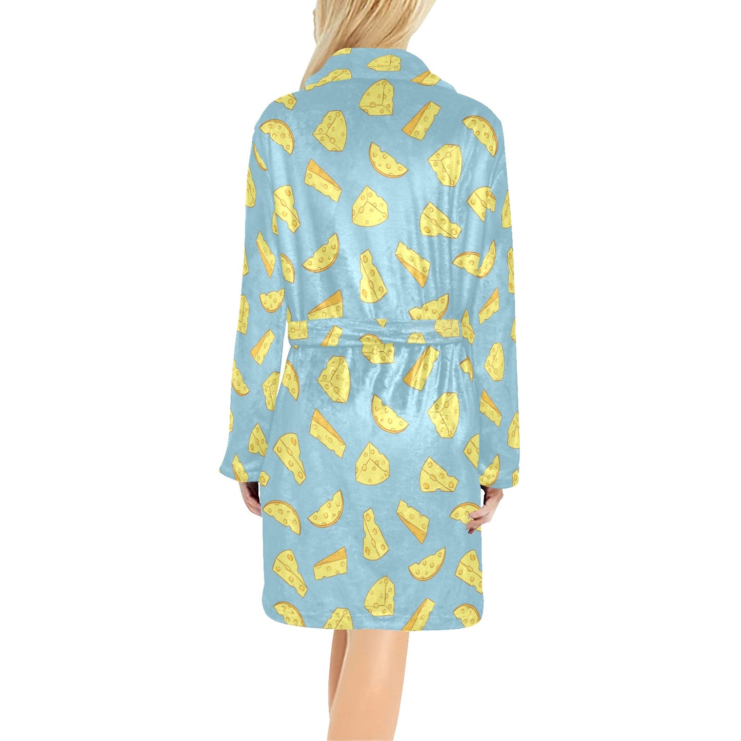 Cheese Pattern Print Design 04 Women's Fleece Robe