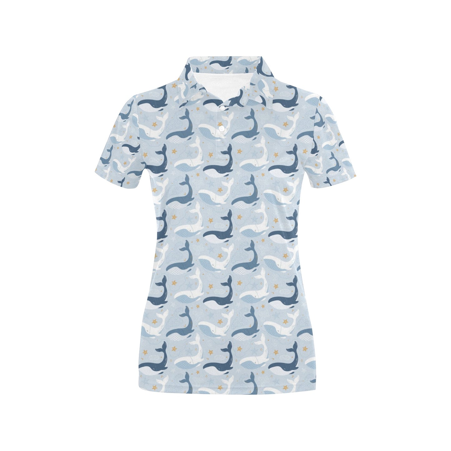 Whale Print Design LKS305 Women's Polo Shirt