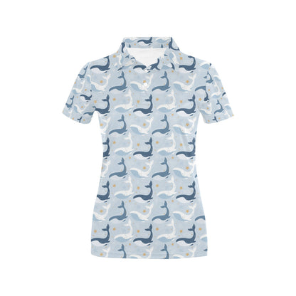 Whale Print Design LKS305 Women's Polo Shirt