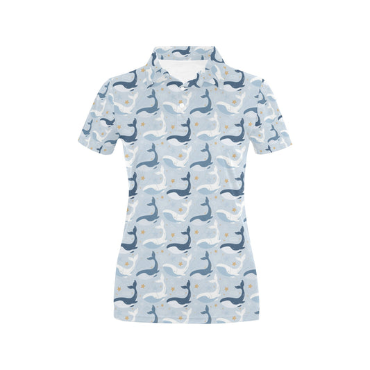 Whale Print Design LKS305 Women's Polo Shirt