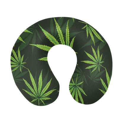 Pot Leaf Pattern Print Design A03 U-Shaped Travel Neck Pillow